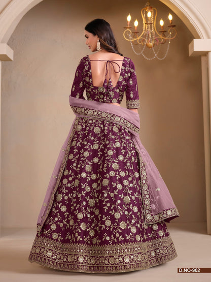 Anaita Maroon Art Silk Designer Lehenga With Blouse