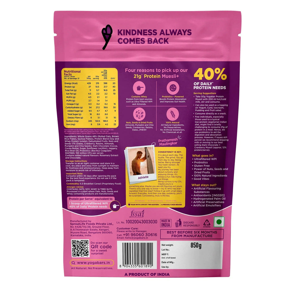 Yogabar 21g Protein Muesli Choco Almond - 850 gms