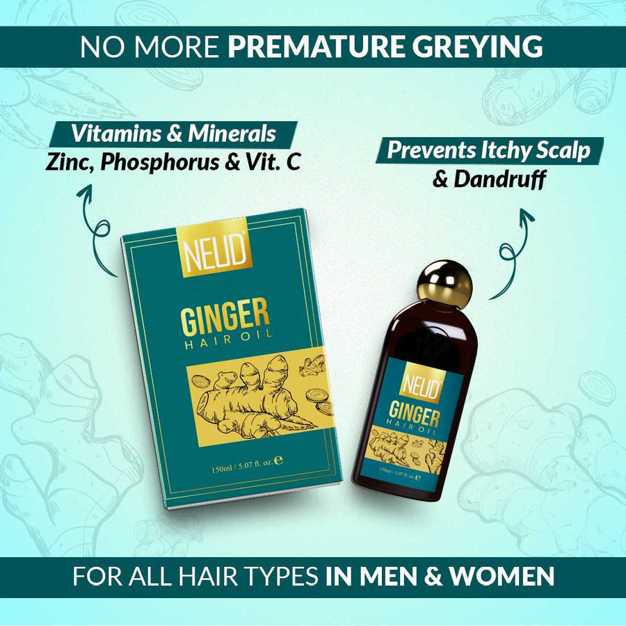 Neud Ginger Hair Oil and Shampoo for Men & Women Combo