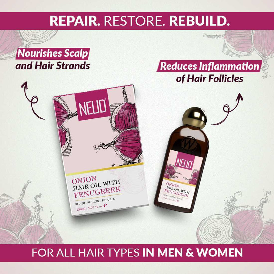 Neud Onion Hair Oil and Shampoo With Fenugreek for Men & Women Combo
