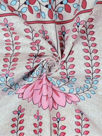 Story@home Grey & Pink Ethnic Motifs 180 TC Bedsheet with Pillow Cover