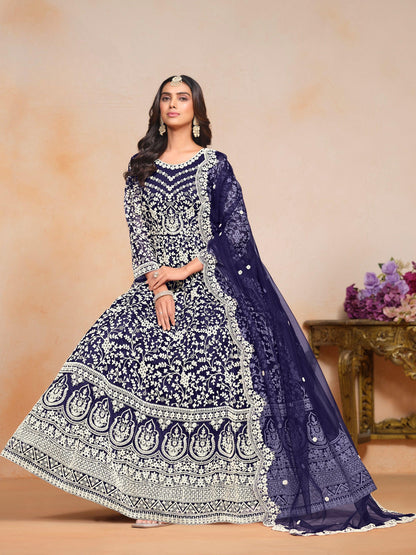 Anaita Navy_Blue Embroidered Net Anarkali Suit