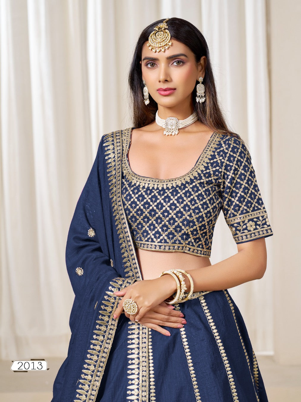 Anaita Navy Embroidered Art Silk Designer Lehenga Choli