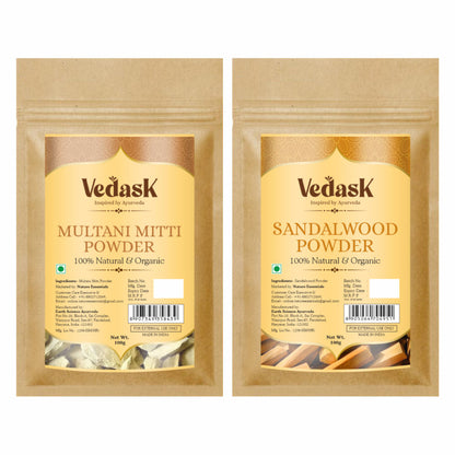 Vedask Organic Multani Mitti And SandalWood Powder Combo Pack