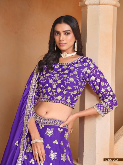 Anaita Lavender Embroidered Heavy Organza Designer Lehenga With Blouse