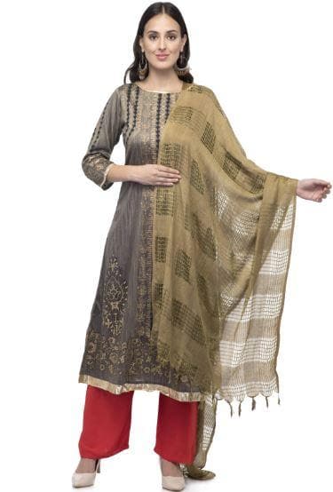A R Silk Women's Cotton Window Mehndi Green Regular Dupatta