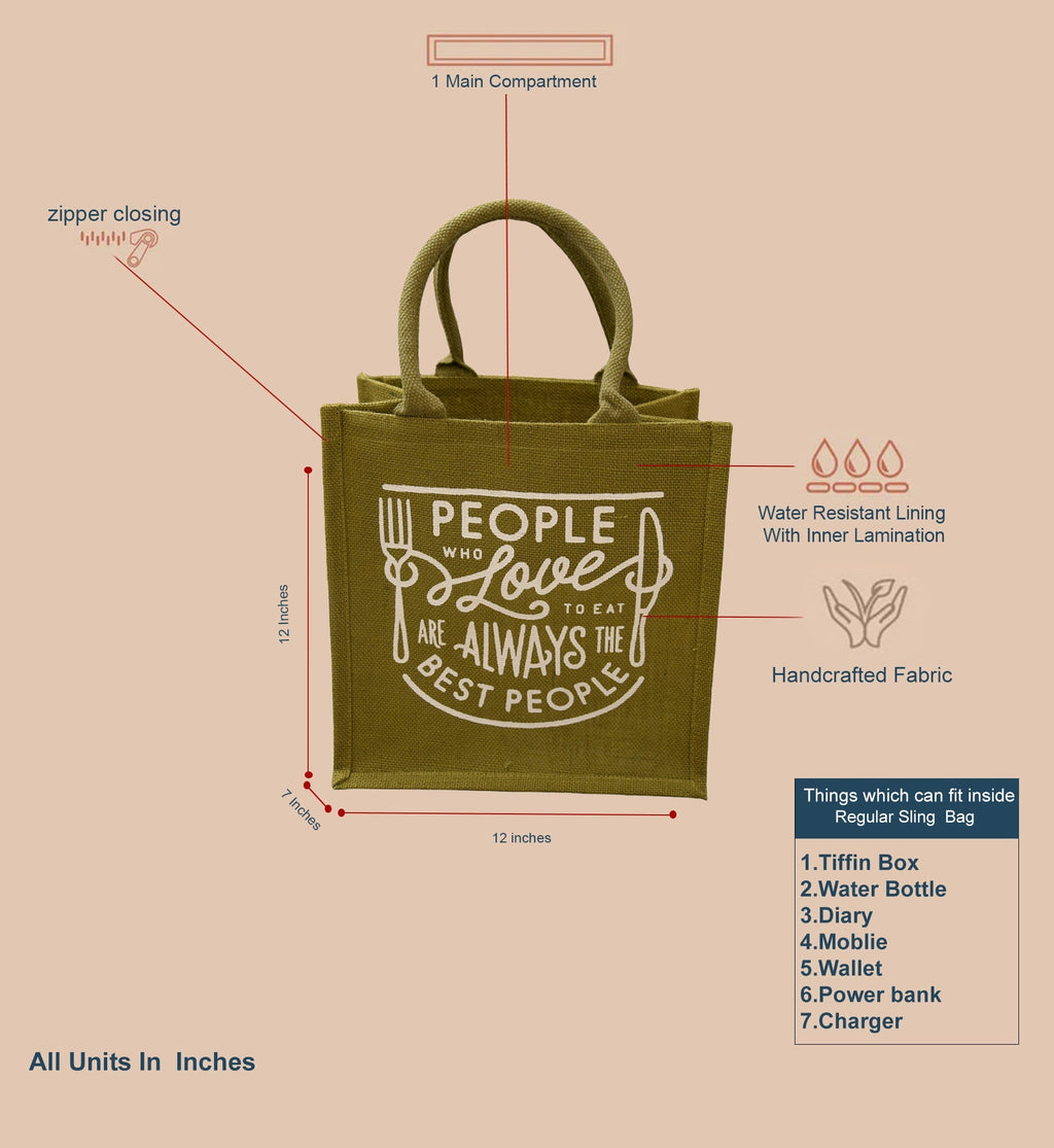 Jute Cottage Love To Eat Print Lunch Zipper 100% Genuine