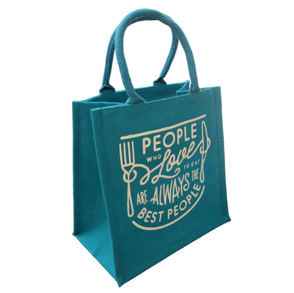 Jute Cottage Love To Eat Print Lunch Zipper 100% Genuine Jute