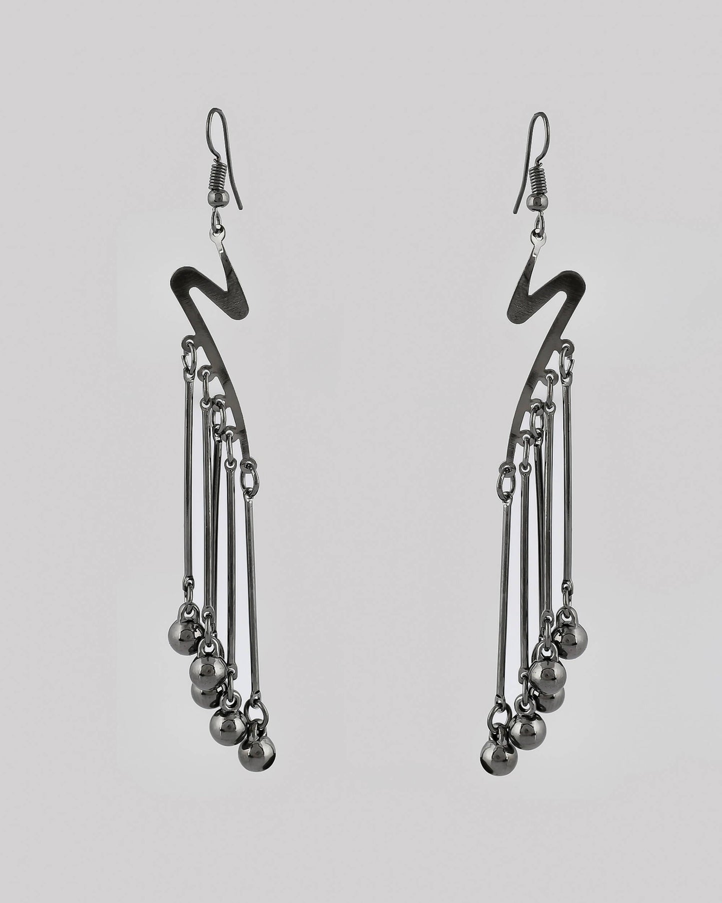 VOJ Women Rhodium-Plated Drop Chain Earrings Stainless Steel Drops & Danglers