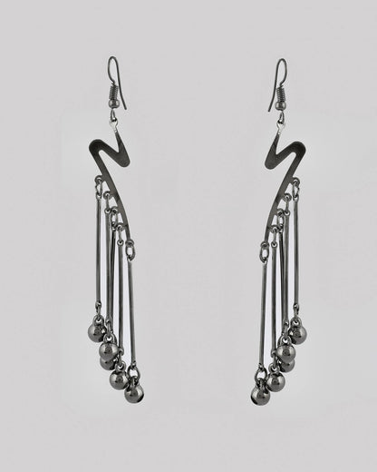 VOJ Women Rhodium-Plated Drop Chain Earrings Stainless Steel Drops & Danglers