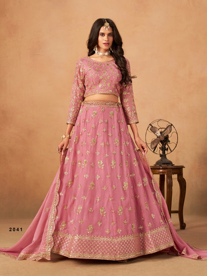 Anaita Pink Organza Lehenga Choli With Heavy Embroidery Work