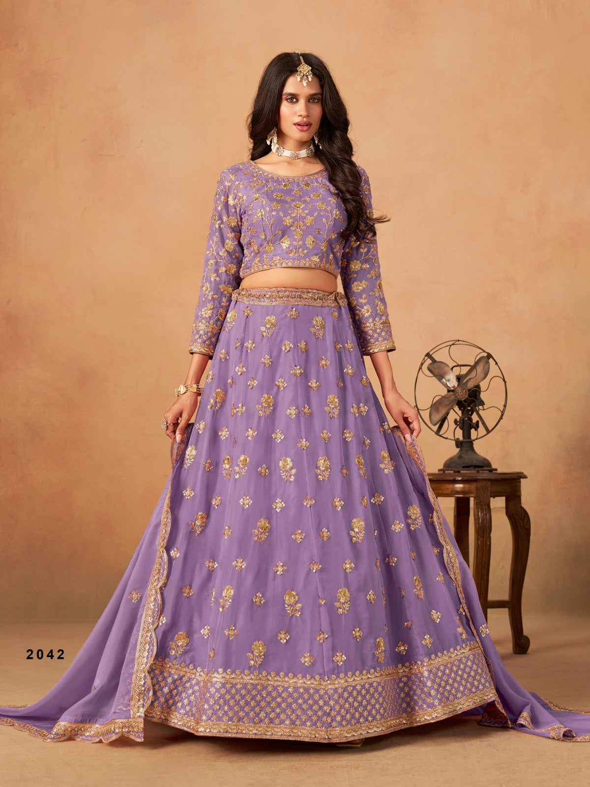 Anaita Lavender Organza Lehenga Choli With Heavy Embroidery Work