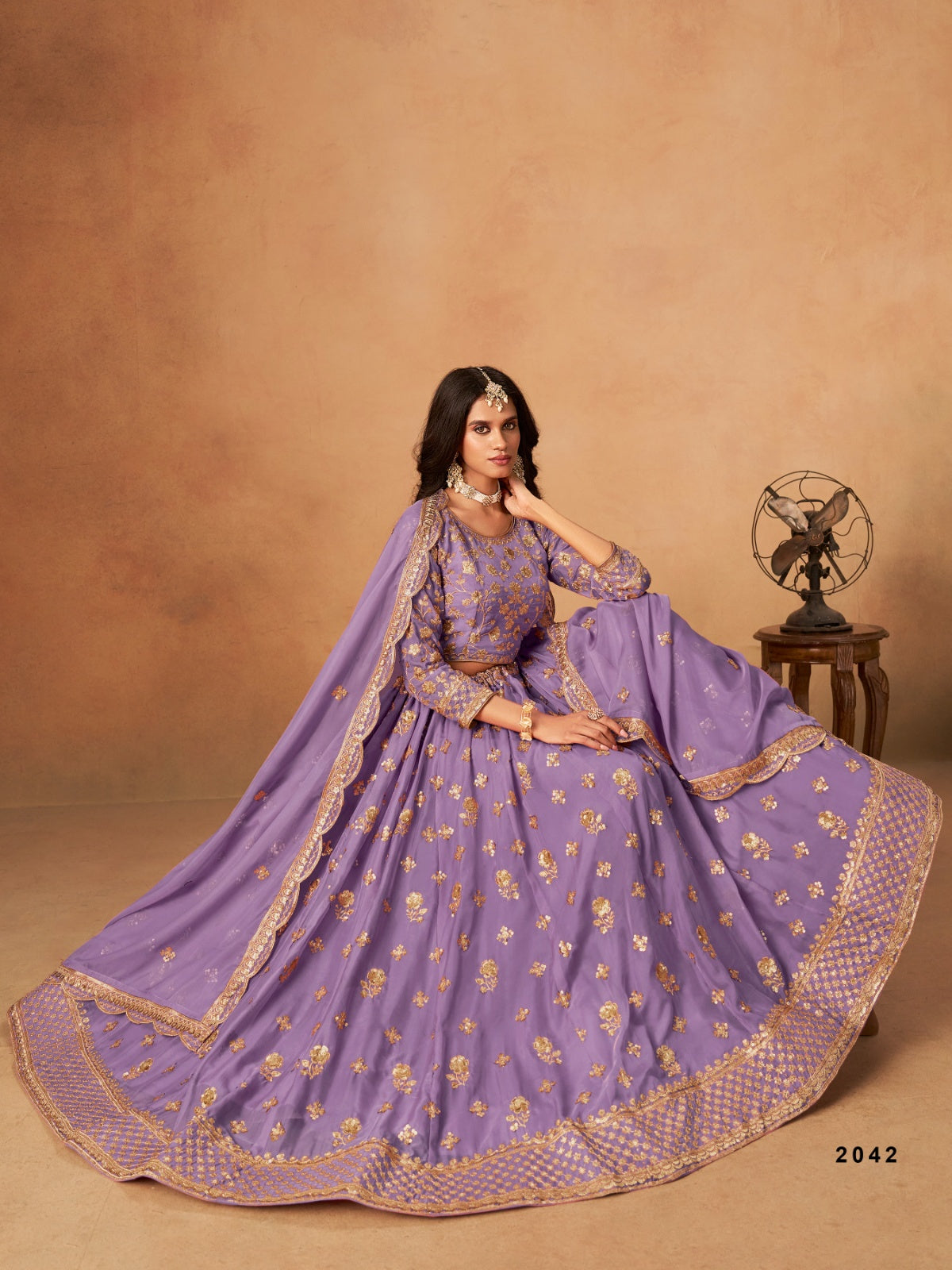 Anaita Lavender Organza Lehenga Choli With Heavy Embroidery Work
