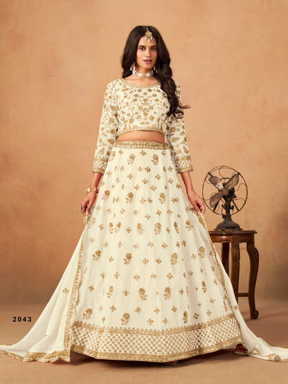 Anaita White Organza Lehenga Choli With Heavy Embroidery Work