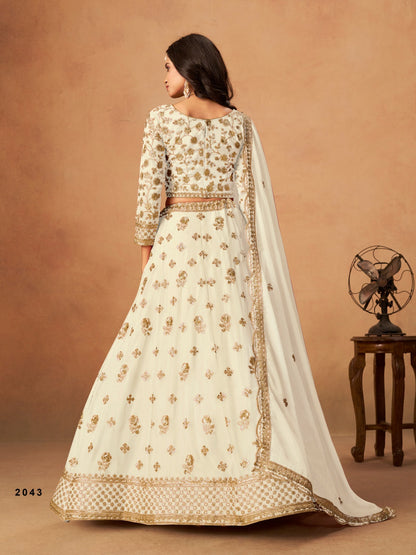 Anaita White Organza Lehenga Choli With Heavy Embroidery Work