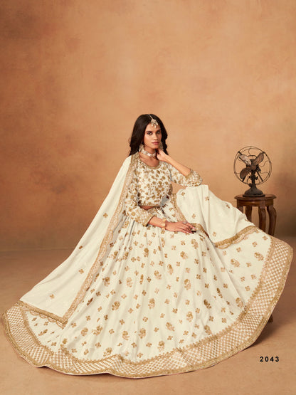 Anaita White Organza Lehenga Choli With Heavy Embroidery Work