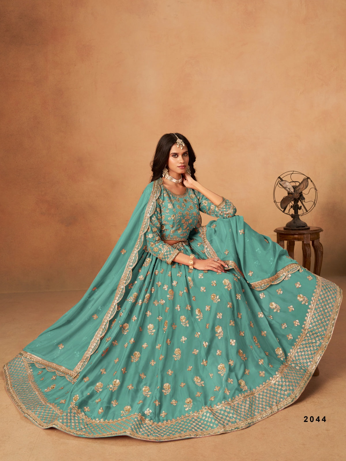 Anaita Sky Blue Organza Lehenga Choli With Heavy Embroidery Work