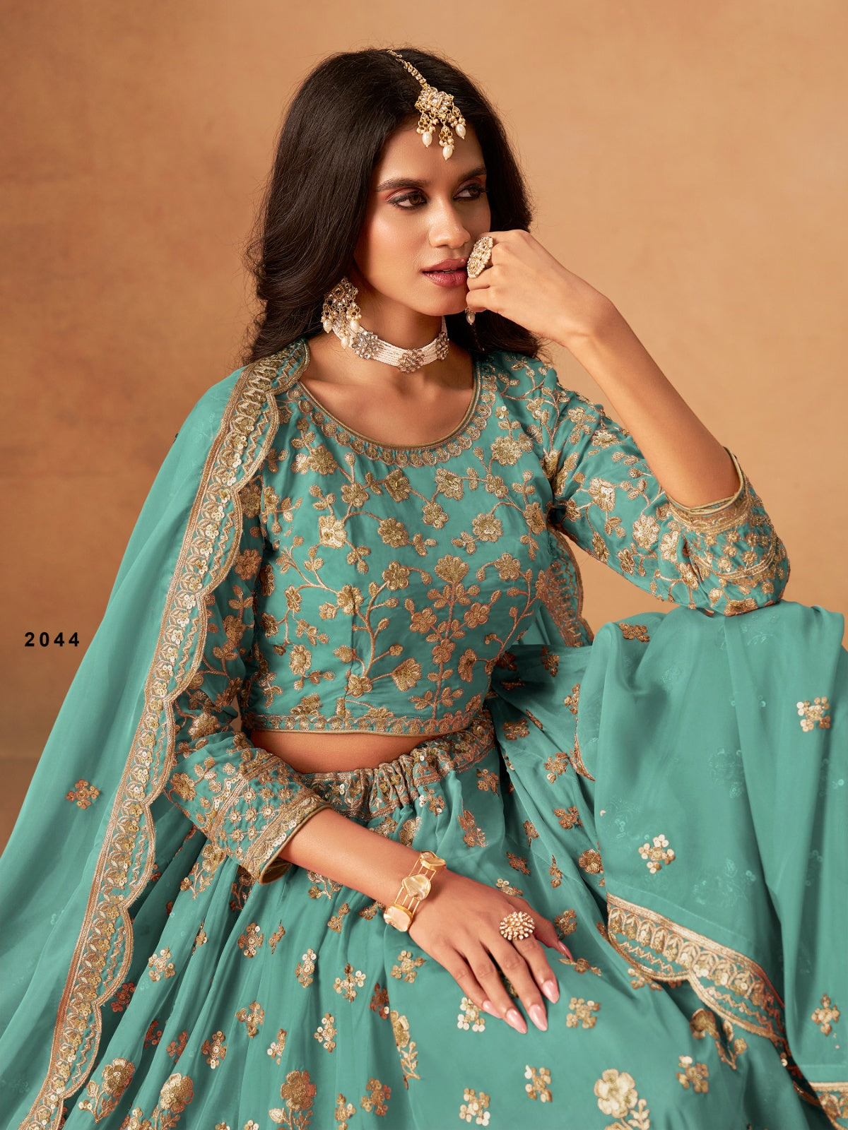 Anaita Sky Blue Organza Lehenga Choli With Heavy Embroidery Work