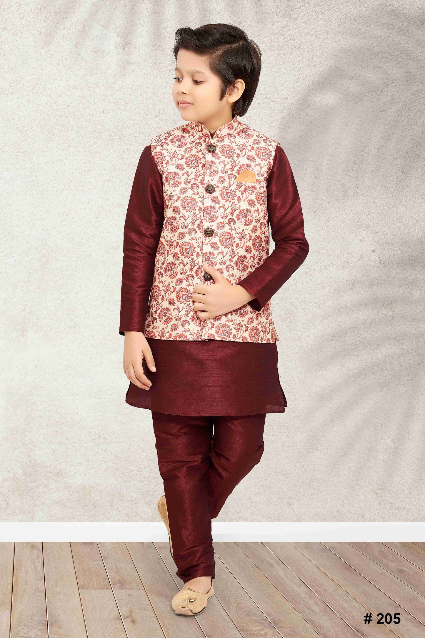Raivat Ethnic Banarasi Silk Digital Printed Kurta Pajama With Jacket In Cream Colour