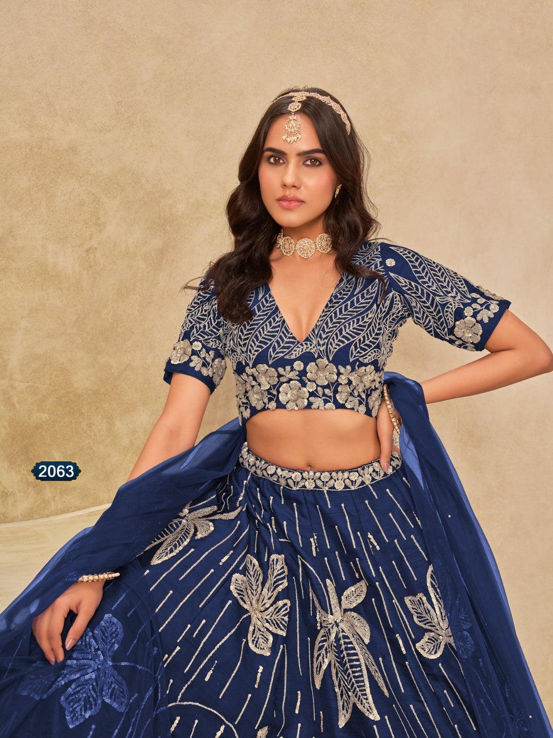 Anaita Navy Blue Heavy Art Silk Lehenga Choli With Embroidery Work