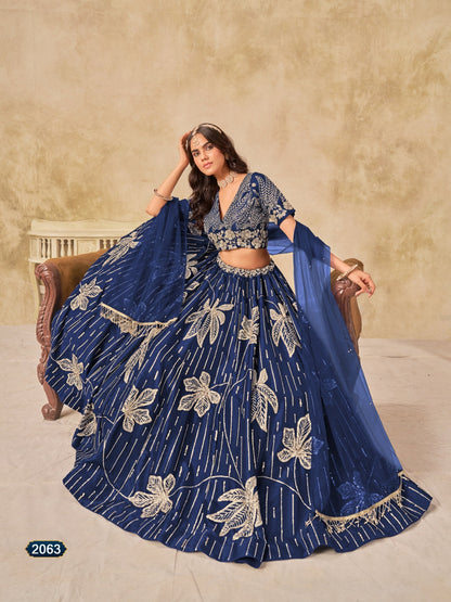 Anaita Navy Blue Heavy Art Silk Lehenga Choli With Embroidery Work