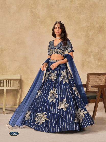 Anaita Navy Blue Heavy Art Silk Lehenga Choli With Embroidery Work