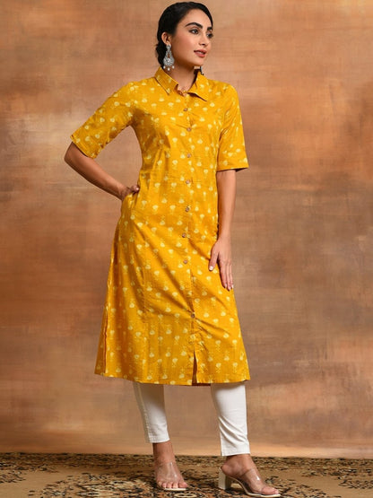 Aks Ethnic Motifs Printed Pure Cotton Straight Kurta