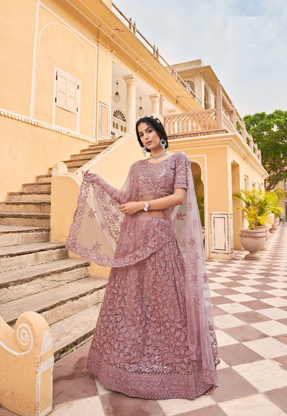 Anaita Purple Net Lehenga Choli With Embroidery & Sequence Work