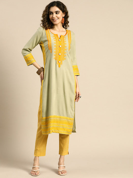 Sangria Women Ethnic Motifs Embroidered Thread Work Kurta