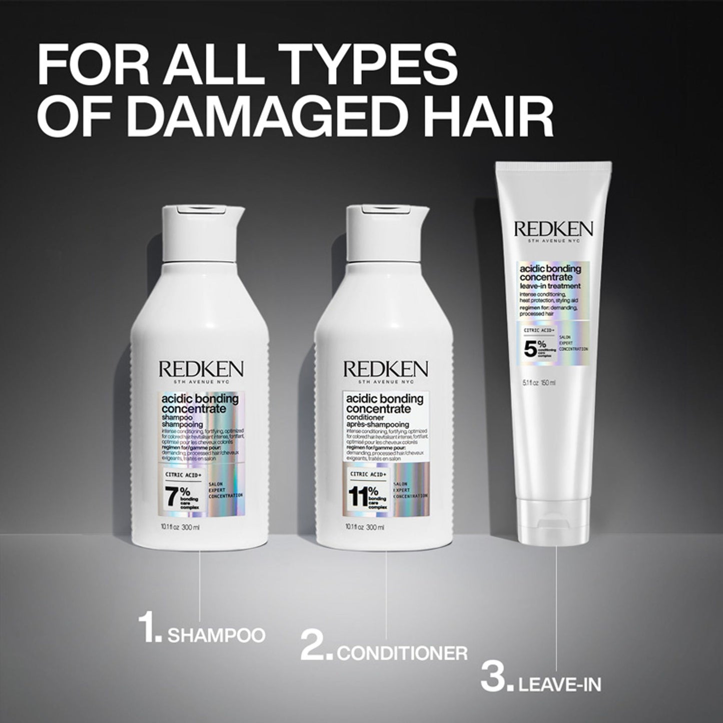 Redken Damaged Hair Combo - Acidic Bonding Concentrate Shampoo & Conditioner