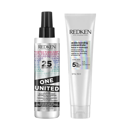 Redken Day & Night Hair Treatment Combo - Acidic Bonding Concentrate Leave-In Treatment & One United