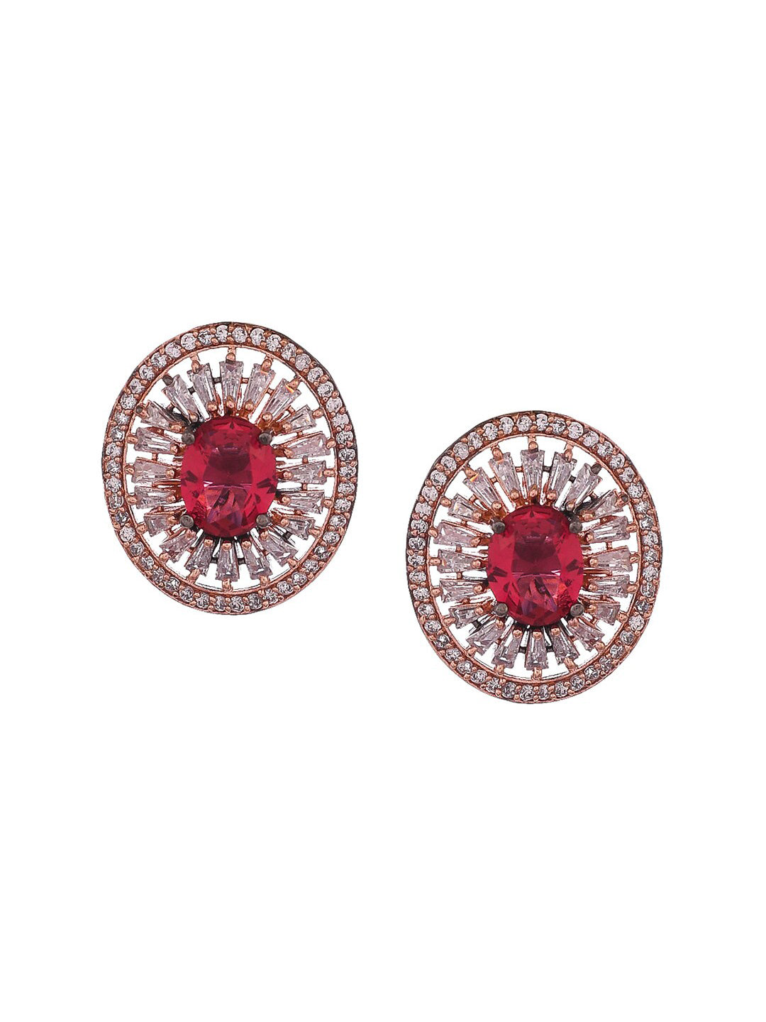 Shoshaa Rose Gold-Polished & White Circular Studs