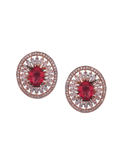 Shoshaa Rose Gold-Polished & White Circular Studs