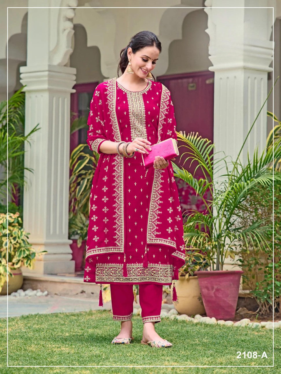 Anaita Red Fox Georgette Suit with Embroidery & Sequence Work