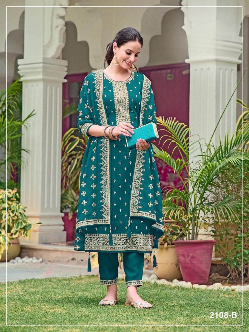 Anaita Emerald Fox Georgette Suit with Embroidery & Sequence Work