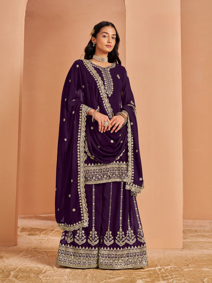 Anaita Purple Premium Georgette Embroidered Salwar Suit