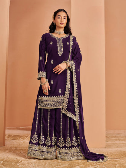 Anaita Purple Premium Georgette Embroidered Salwar Suit