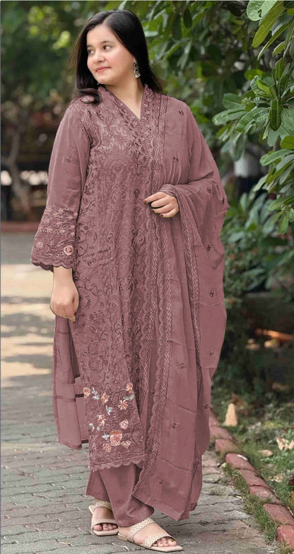 Anaita Purple Fox Georgette Suit with Embroidery & Sequence Work