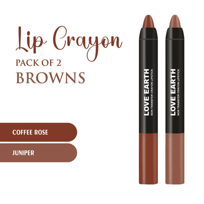 Love Earth Lip Crayon Non-Transfer Lipstick - Browns