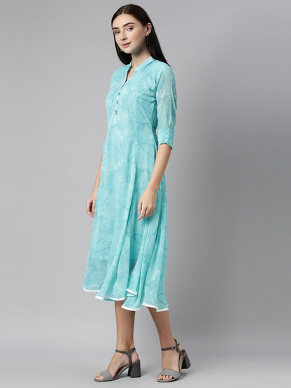 Souchii Women Floral Chiffon A-Line Midi Dress