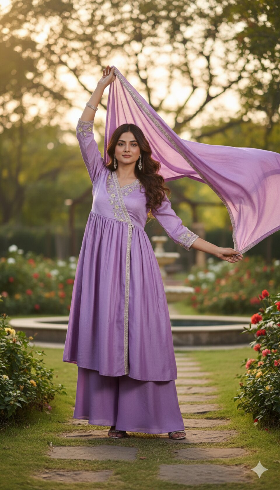 Anaita Purple Anarkali Readymade Suit with Embroidery Work