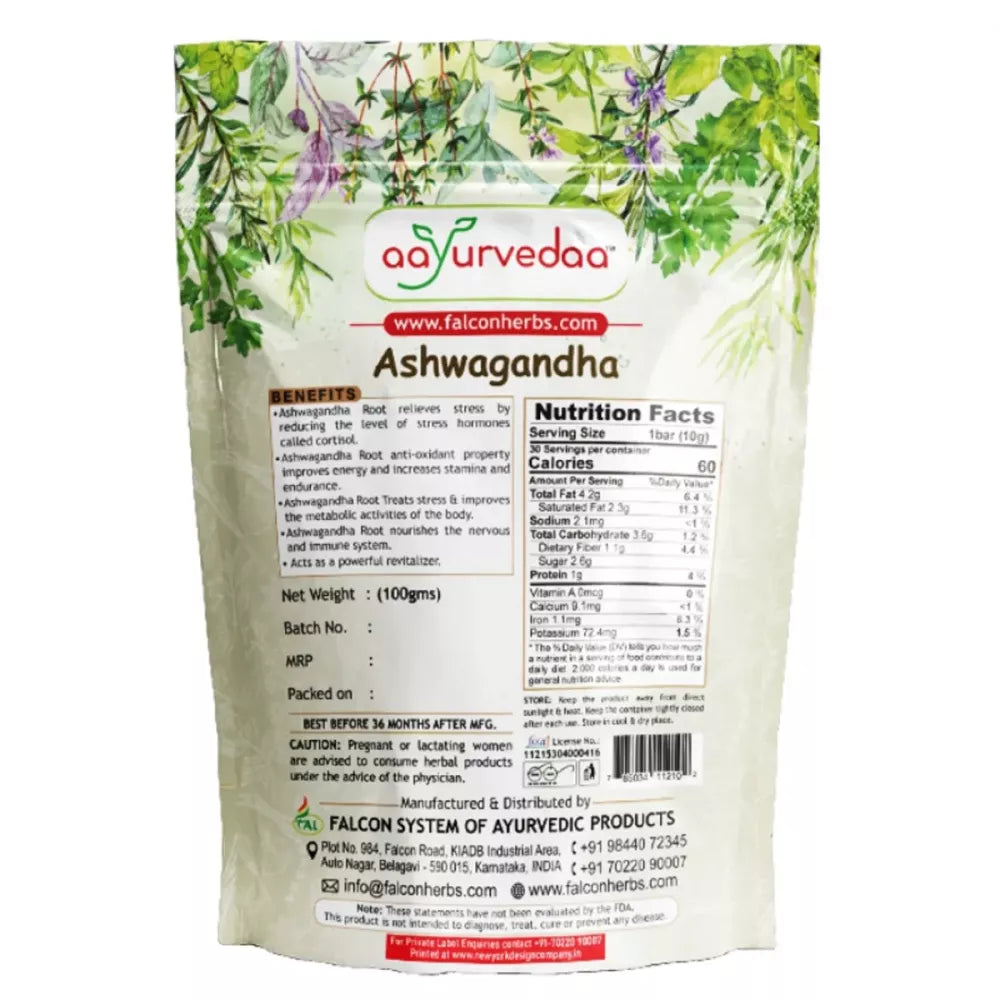 Aayurvedaa Ashwagandha Withania Somnifera - 100 gms