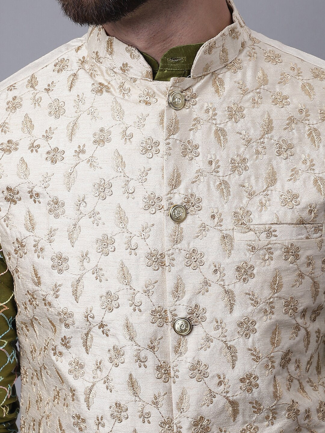 Sojanya M Ethnic Motifs Embroidered Thread Work Kurta With Churidar