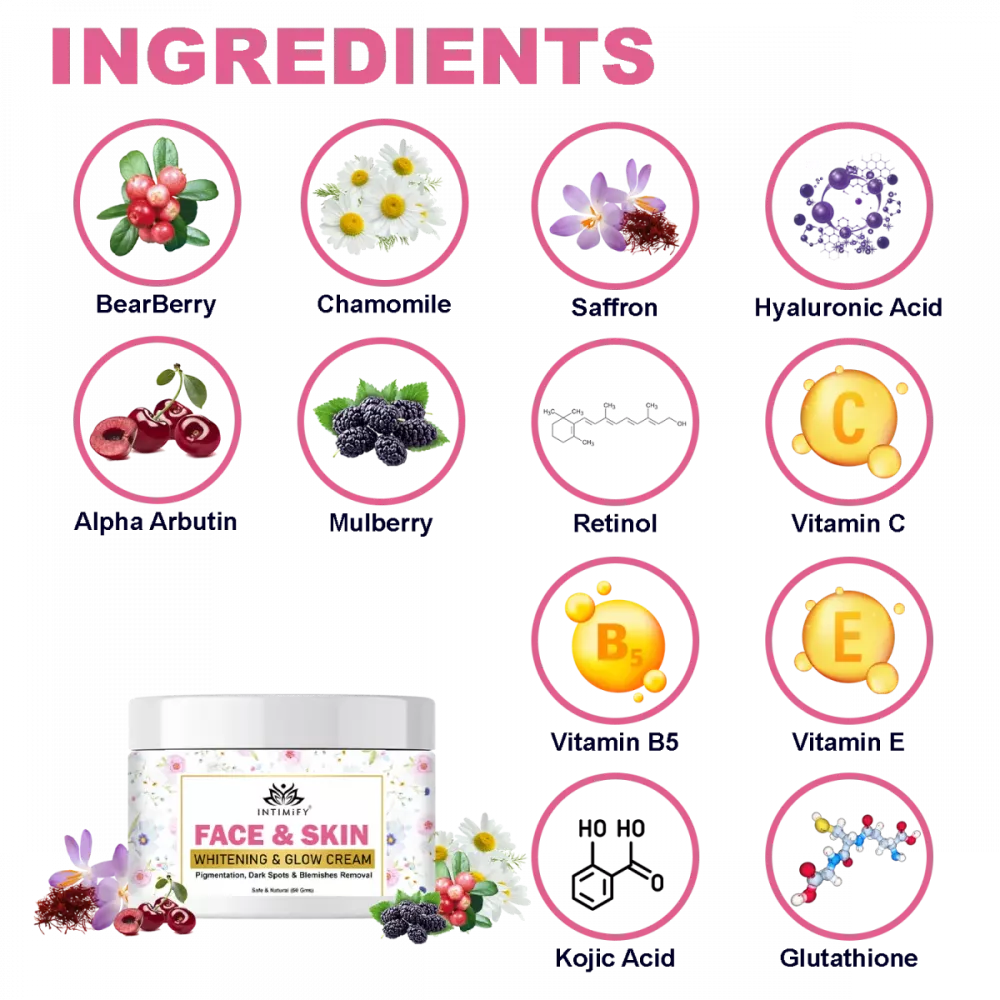 Intimify Face & Skin Whitening & Glow Cream - 50 gms