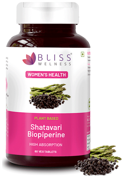 Bliss Welness Women's Wellness Shatavari Biopiperine Veg Tablet