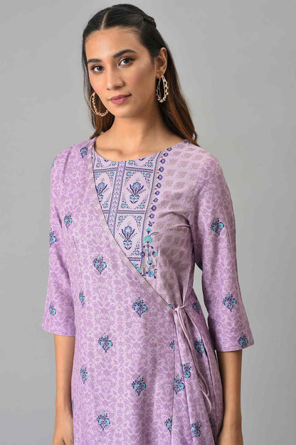 W for Woman Purple Printed Angrakha Jumpsuit