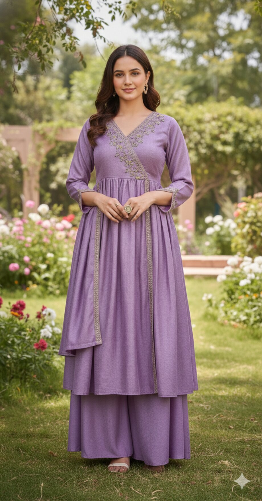 Anaita Purple Anarkali Readymade Suit with Embroidery Work