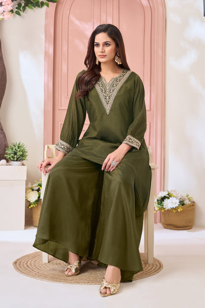 Anaita Mehndi Readymade Suit with Coding Work