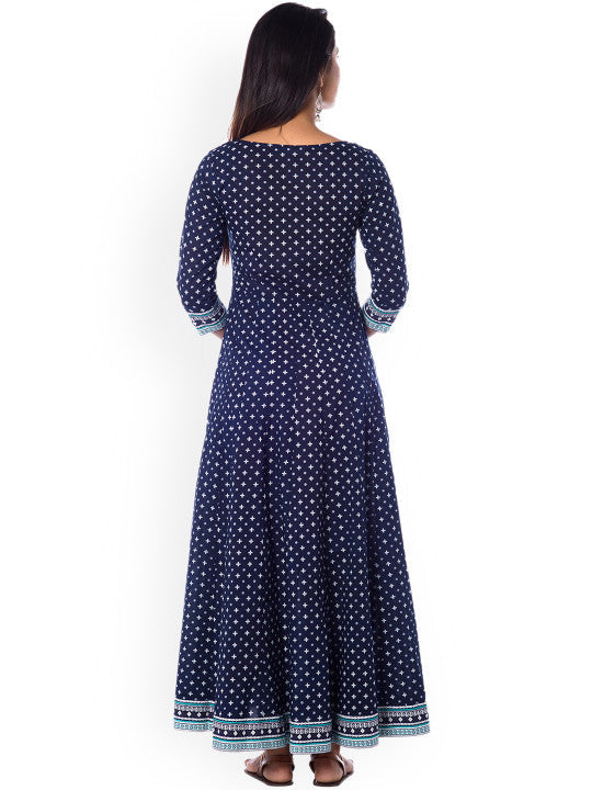 Anayna Women Navy Blue Printed Maxi Dress
