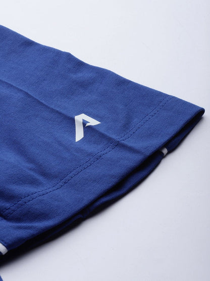 Alcis Men Blue Slim Fit Training or Gym T-shirt